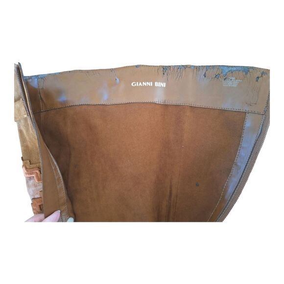 Gianni Bini Boots Southwestern Boho Leather Knee High Aztec Embroidered Suede 10 - Picture 13 of 16